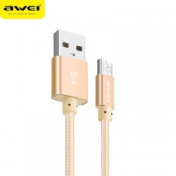 Awei CL - 10 Micro USB Mini Nylon Braided Charge Data Transfer Cable 0.3m