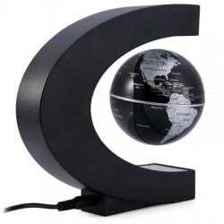 C Shape Levitation Floating Globe Rotating Magnetic World Map Colorful LED Lamp Gift Decoration